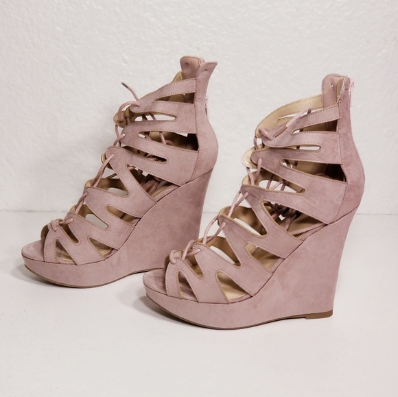 Charlotte russe women shoes wedge blush various S - Picture 2 of 8